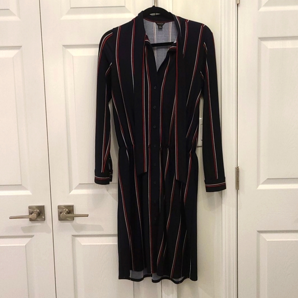 Ann Taylor navy stripe shirt dress